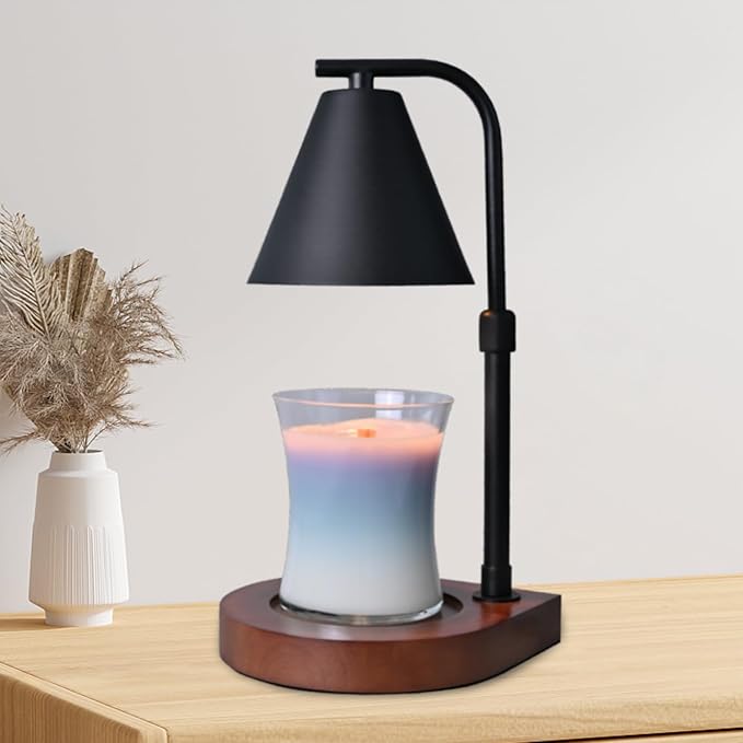 SOKCVSEA Candle Warmer Lamp - Candle Warmer with Timer Height Adjustable, Birthday Gifts for Women Mom Gifts, House Warming Gifts New Home Decor, Wax Melt with 2 Bulb Black
