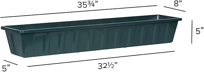 Novelty Poly-Pro Plastic Flower Box Planter, Hunter Green, 36-Inch