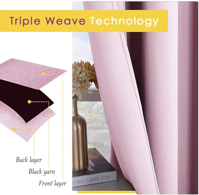 NICETOWN Blackout Curtain Panels for Girls Room, Nursery Essential Thermal Insulated Solid Grommet Top Blackout Drapes (Baby Pink=Lavender Pink, 1 Pair, 42 x 45 Inch)