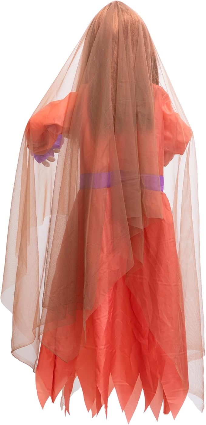HollyHOME Halloween Hanging Ghost Sound Activated Ghost Girl with Red Glowing Eyes and Creepy Screaming Sound Halloween Outdoor Haunted House Decorations 45 ‘’