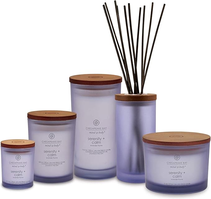 Chesapeake Bay Candle Scented Candles, Serenity + Calm (Lavender Thyme) Medium Jar, 2-Pack, Perfect for Home Décor and Gifting