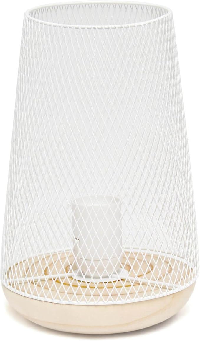 Simple Designs LT1074-WHT Wired Mesh Uplight Table Lamp, White