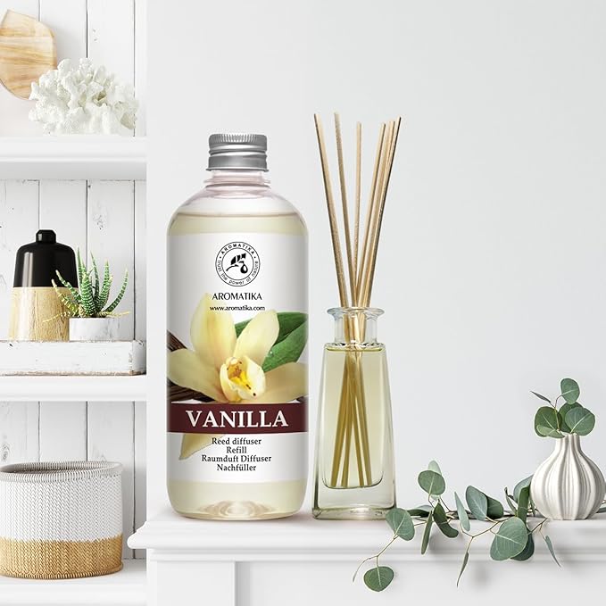Reed Diffuser Refill Vanilla 3 * 17Fl Oz - 3x500ml - Fragrance Oil Reed Diffuser Refill - Home Fragrance - Vanilla Scent - Room Freshener - Vanilla Aroma 50.7 Fl Oz - Fresh and Long Lasting
