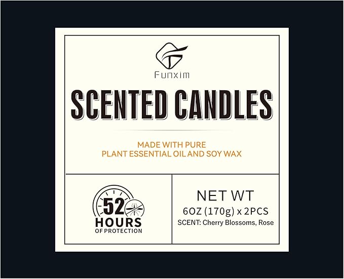 Scented Candles Gifts Set for Women, 2X 6 oz Aromatherapy Jar Candles for Home, Rosa & Cherry Blossom Soy Wax Long Lasting Retro Lantern Candles Perfect for Stress Relief Mum Yoga Bath Spa Christmas