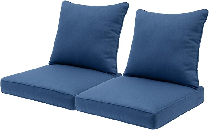 QILLOWAY Outdoor Chair Cushion Set,Outdoor Cushions for Patio Furniture,Set of 2,Indigo