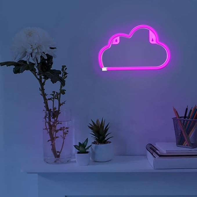 LED Cloud Neon Light for Wall Decor, Battery or USB Powered Cloud Sign Shaped Decoration Wall Lights for Bedroom Aesthetic Teen Girl Kid Room Christmas Birthday Wedding Party Pink