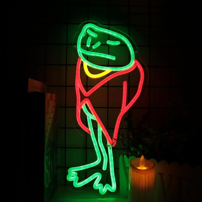 Frog Footman Neon Signs Alice in Wonderland Frog Neon for Wall Art Decor, Green Frog-Footman LED Lights for Dimmable LED Lights for Bedroom Man Cave Party Decor Birthday Gifts