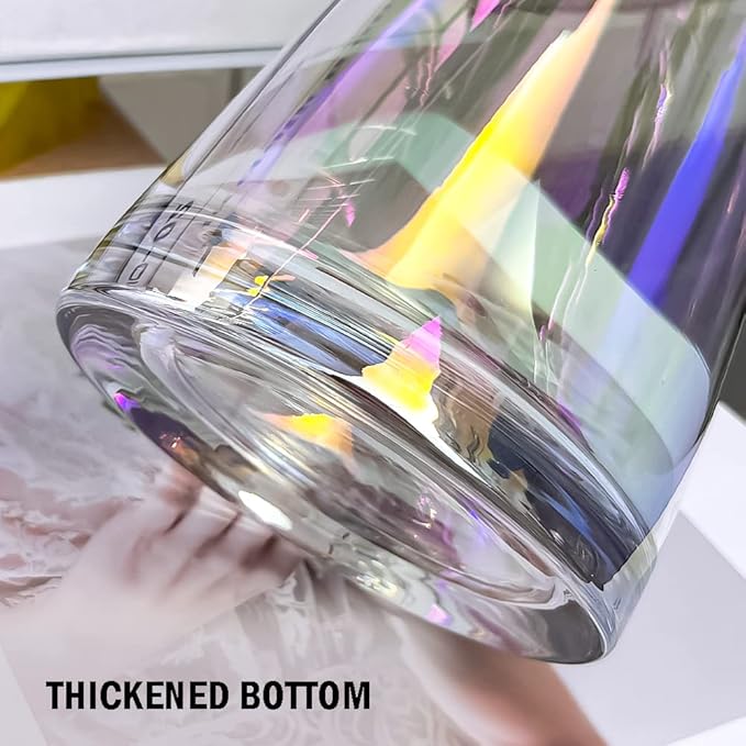 Aoderun Flower Vase for Decor 10" Clear Glass Vase for Centerpieces Large Vases for Flowers Dried Flower Home Decor Living Room Kitchen Office Wedding(Iridescent Clear)