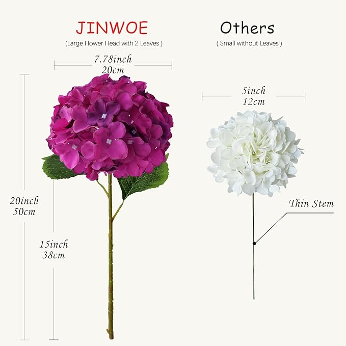 Dark Purple Flowers for Decoration,5Pcs 20Inch Large Lifelike Silk Flowers for Indoor Bouquet Table Centerpieces Floral Arrangements Home Wedding Home