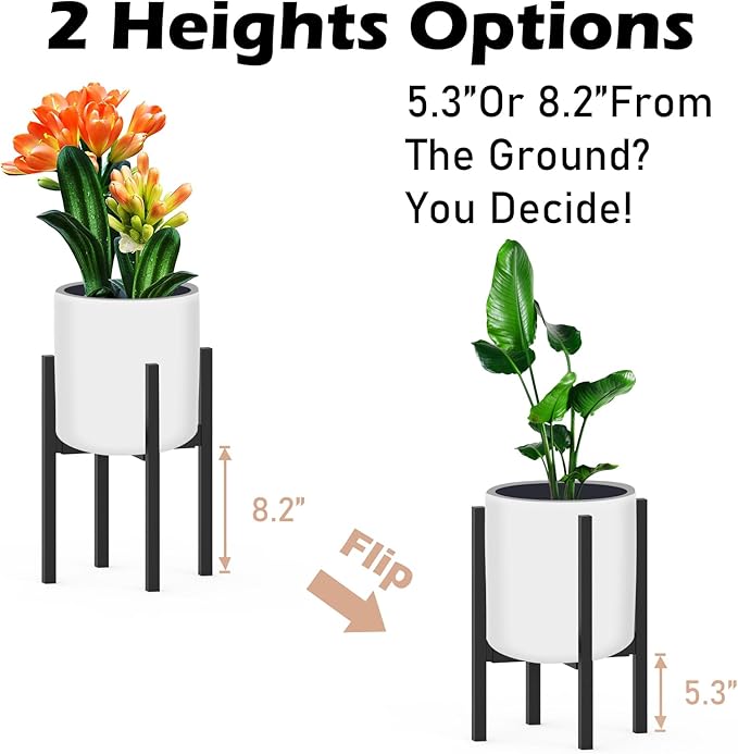 Heavy 4Legs Adjustable Metal Plant Stand for 10"-16" Plant Pot – Indoor & Outdoor (Black, 1 Pack)