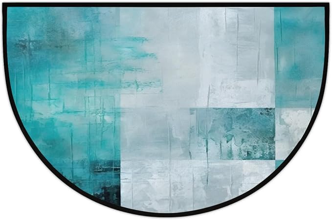 Doormat Half Round Rug Non-Slip Floor Mats Turquoise Bathroom Rugs Modern Home Living Room Decorative Rugs Abstract Green Texture