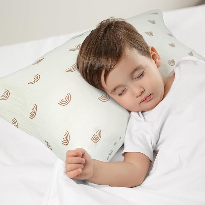 Organic Cotton Muslin Mini Pillowcases with Envelope Design,2 Pack Ultra Breathable Kids Toddler Pillowcases for Boys and Girls- 13 x 18 inches (Rainbow)