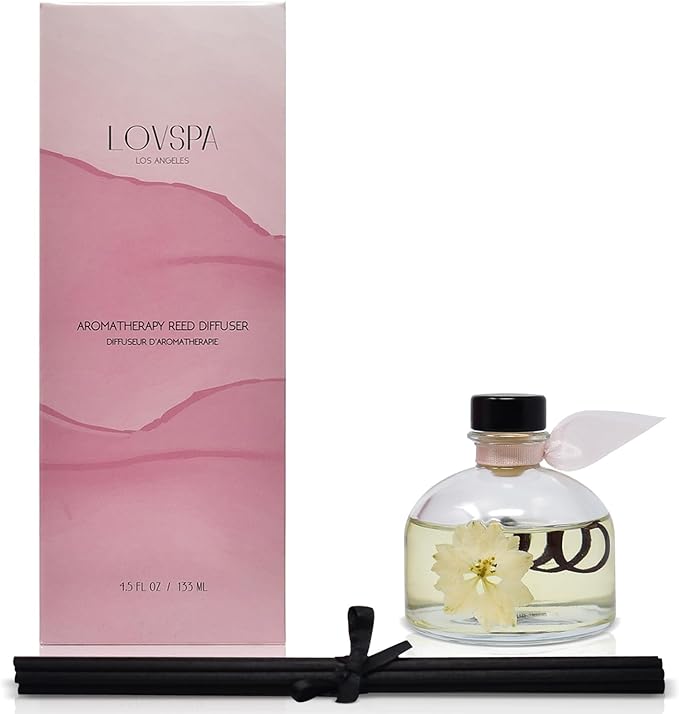 LOVSPA Tahitian Vanilla Reed Diffuser Set - Soothe by LOVSPA - Vanilla, Amber & Tonka Bean Fragrance Oil - Soothing Kitchen, Bedroom or Bath Scent