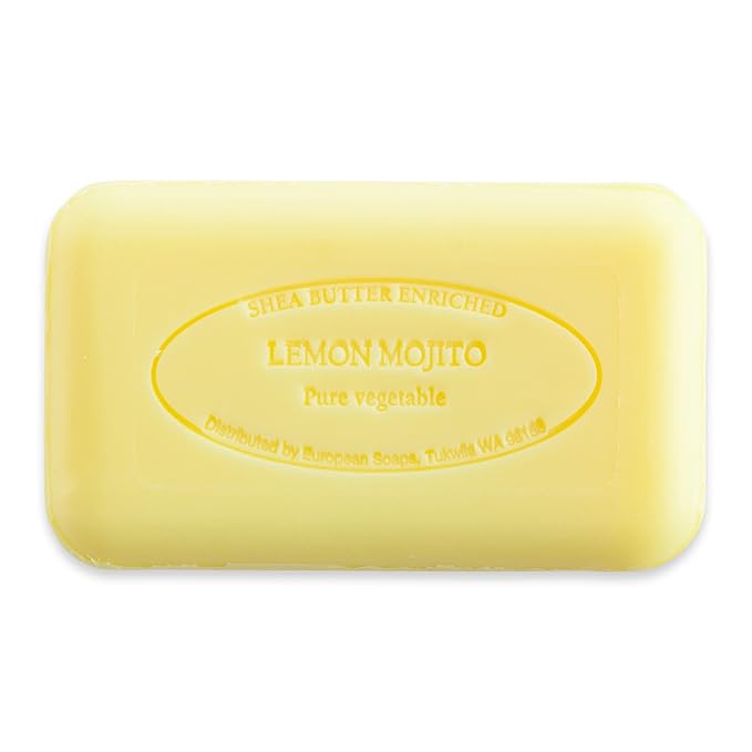 Pre de Provence Artisanal Soap Bar, Natural French Skincare, Enriched with Organic Shea Butter, Quad Milled for Rich, Smooth & Moisturizing Lather, Lemon Mojito, 5.3 Ounce