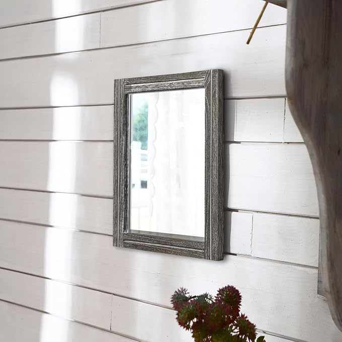 AAZZKANG Mirrors for Wall with Wooden Frame Rustic Wall Mirror Rectangular Decorative for Bedroom Bathroom Living Room Entryway Hanging