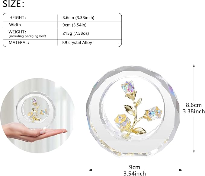 Crystal Flower Figurines,Glass Tulips with Stems,Spring Bouquet Collectible Figurines Home Decor (Colorful)
