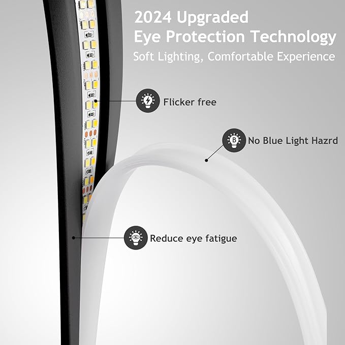 NUÜR Circle LED Table Lamp, 3 Color Temperatures Bedside Lamp for Living Room, Stepless Dimmable Bedside Table Lamp, Black Unique Nightstand Lamp for Bedroom, Home, Office