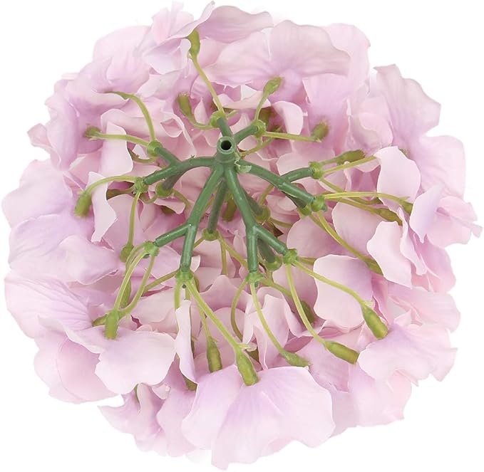 Flojery Silk Hydrangea Heads Artificial Flowers Heads with Stems for Home Wedding Decor,Pack of 10 (Violet)