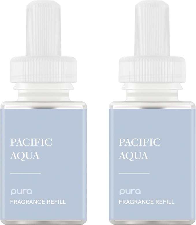 Pura Smart Home Air Diffuser Fragrance - Smart Home Scent Refill - Up to 120-Hours of Premium Fragrance per Refill - Clean Diffuser for Office & Apartment - 2 Pack, Pacific Aqua