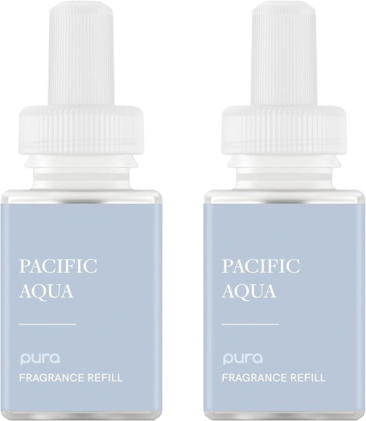 Pura Smart Home Air Diffuser Fragrance - Smart Home Scent Refill - Up to 120-Hours of Premium Fragrance per Refill - Clean Diffuser for Office & Apartment - 2 Pack, Pacific Aqua