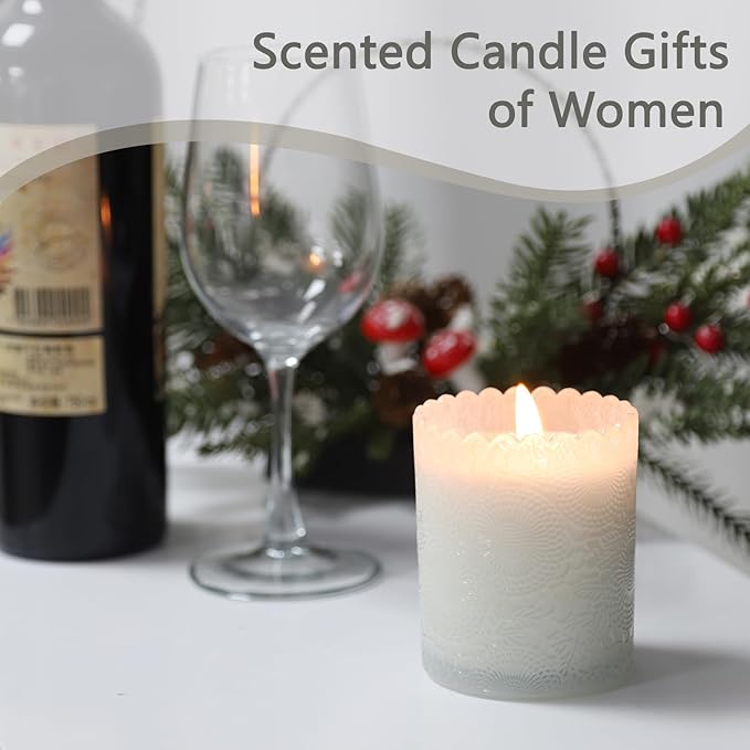Scented Candles Natural Soy Candle for Home Large Glass Jar Candles 8oz Single Wick Candle Over 50 Hours of Burn Time for Creating Relaxing Ambience & Holiday Gifting(Gardenia)