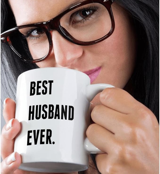 3dRose mug_213337_1 Best Husband Ever, Black Lettering On White Background - Ceramic Mug, 11-ounce