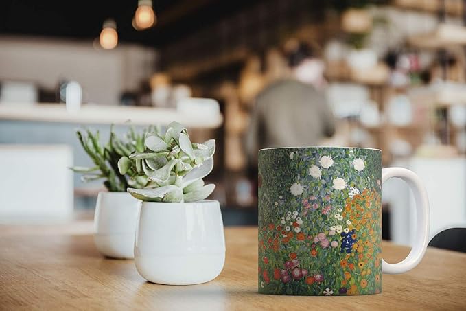 MUGBREW Classic Art Gustav Klimt Flower Garden Ceramic Coffee Mug Tea Cup, 11 OZ