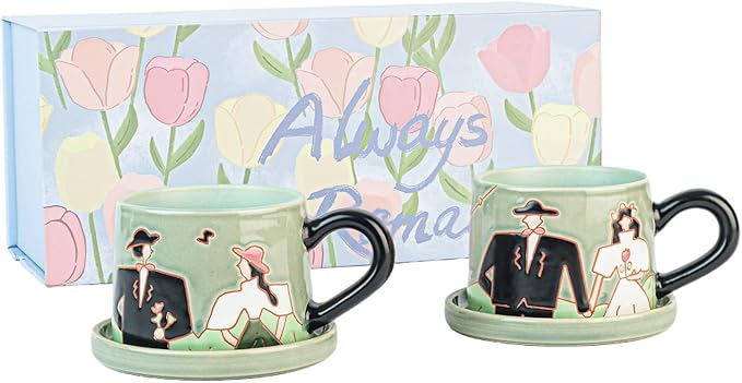 Couple Coffee Mug Set Engagement gift Wedding Gifts for Bride and Groom Wedding Gifts for Couple Bridal shower gifts Handmade Ceramic Coffee Mugs Sets of 2