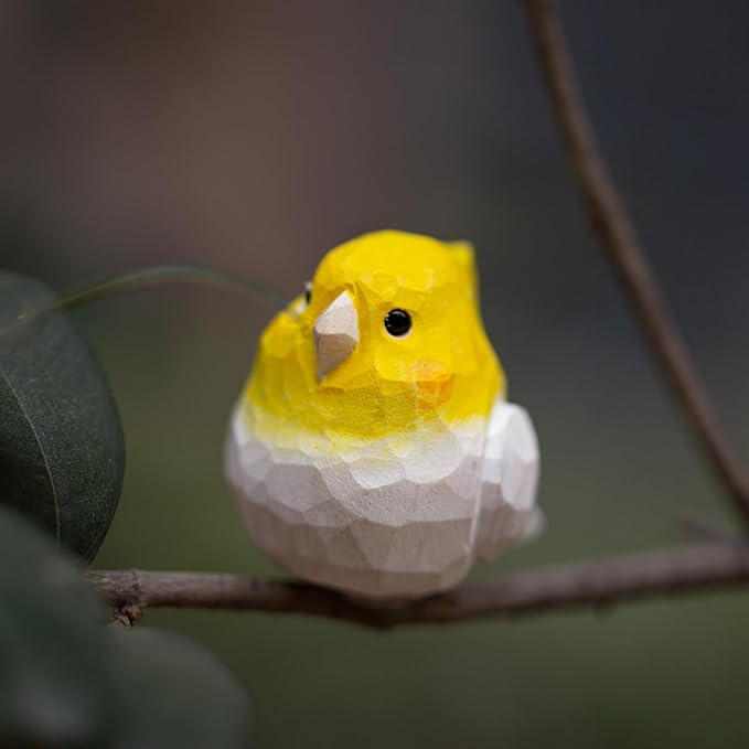 1 Pair Handmade Wooden Cockatiel Figurines β 1.8" Carved Parrot Sculptures, Cute Nymphicus Hollandicus Bird Decor for Shelf, Desk, Gift, or Home Display