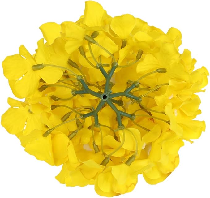 Flojery Silk Hydrangea Heads Artificial Flowers Heads with Stems for Home Wedding Decor,Pack of 10 (Yellow)