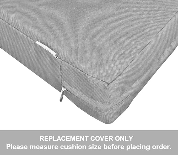 2 Pack 23X23X5 Inch Outdoor Water-Resistant Cushion Pillow Replacement Covers Only with Zipper for Patio Furniture, Sofa, Loveseat, Deep Seat Chair in Light Gray Color