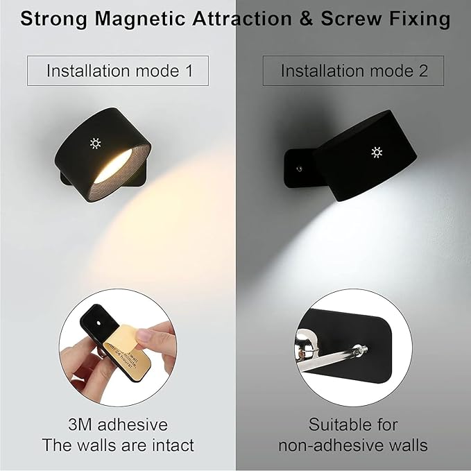 Lightess Smart LED Wall Sconces Set of 2, Dimmable Wall Mounted Lamp with 3 Lighting & RGB & Ambiance Mode, APP & Touch Control, Rechargeable Battery Operated Wall Light for Reading Bedside