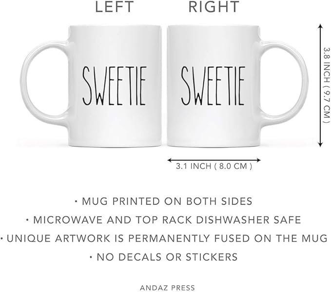 Andaz Press Simple Rustic Farmhouse Kitchen Decor 11oz. Ceramic Coffee Tea Mug, Sweetie, 1-Pack, Includes Gift Box, Minimalist Birthday Idea