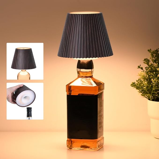 WILIT Wireless Bottle Lamp, 3-Level Brightness Cordless Table Lamp Shades, Touch Night Light for Nightstand, Battery Operated Light for Bedroom, Bar Decor&Living Room, Women Gifts, Mothers Day Gifts