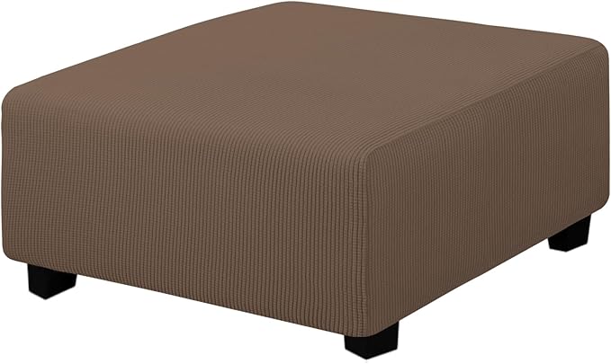 Easy-Going Stretch Square Ottoman Cover 40x40x15 inch Folding Storage Stool Furniture Protector Soft Rectangle slipcover with Elastic Bottom Brown