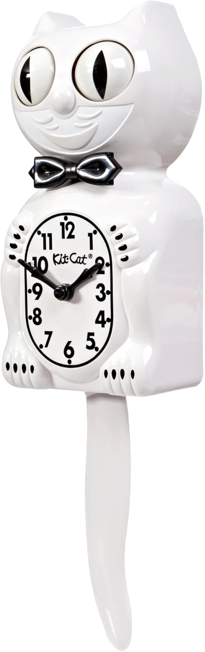 Kit Cat Klock® Limited Edition White - Iconic Retro Cat Clock with Moving Eyes and Tail, Battery Operated Wall Clock, Made in USA, Perfect for Home Decor, Modern Clock, Unique Gift
