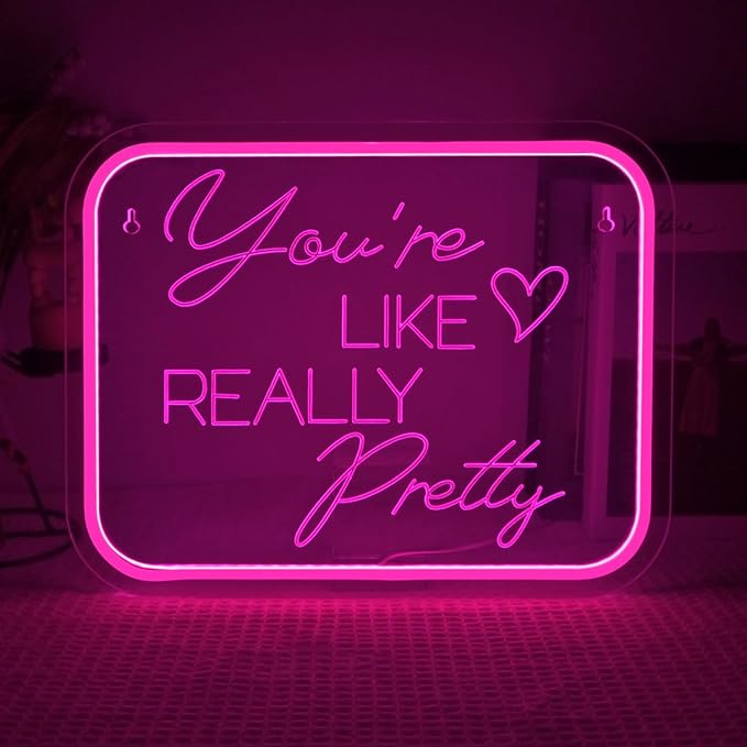 Lucunstar You're Like Really Pretty Neon Sign,Pink Led Neon Light for Wall Decor,Light Sign for Wedding Dimmable Switch USB Powered with Neon Lights for Bedroom,Home Decor