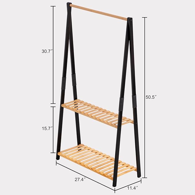 COPREE Bamboo 2-tier Hanging Plant Stand Planter Shelves Flower Pot Organizer Rack Multiple Flower Pot Display Holder Shelf Indoor Outdoor Heavy Duty Planter Shelving Unit