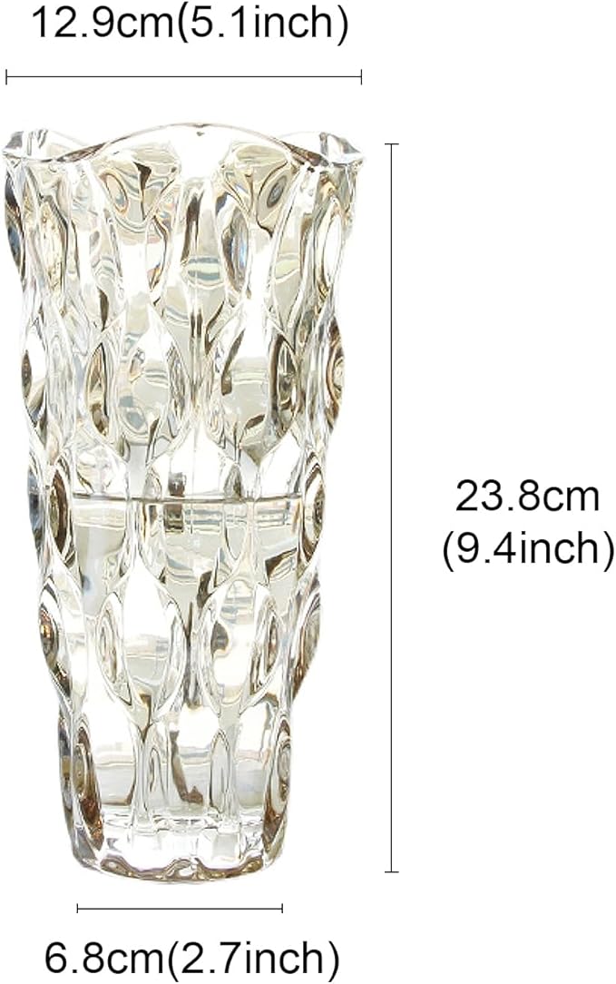 CEMABT 9.5inch 3.4 lb Glass Vases for Flowers Unbreakable Thickened Morden vase for Tables Centerpieces,Colorful,Vintage and Clear Rose Large Flower vases for Bouquet Unique Gifts(Champagne)