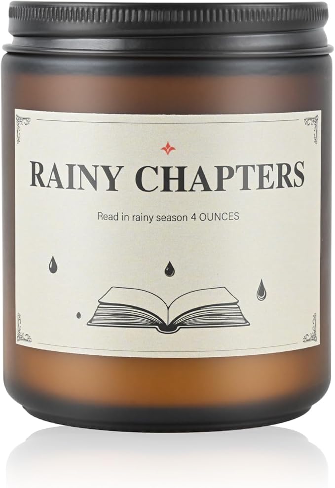Rainy Chapters Scented Jar Candle - 100% Soy Wax Aromatherapy Candle with Juniper & Cedar Notes, Long-Lasting Fragrance for Home, Relaxation Romantic Ambience (4oz, 20-Hour Burn Time)