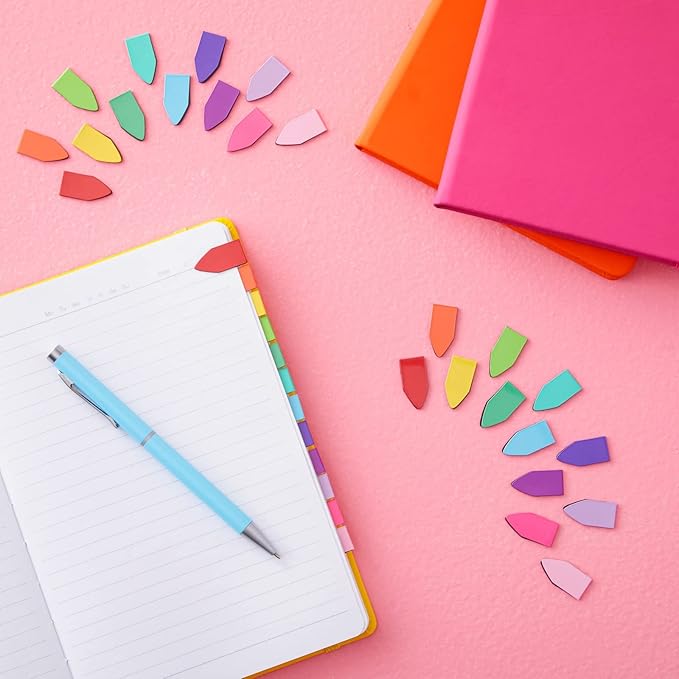 72 Pack Rainbow Arrow Magnetic Bookmarks - Bulk Mini Magnet Page Clip Markers for Reading - 12 Colors (1 x 0.5 in)