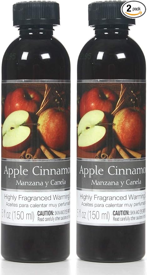 Hosley Set of 2, 5 oz Apple Cinnamon Warming Oils – Rich, Cozy, Long-Lasting Fragrance for Spa, Reiki, Meditation, Wedding, Gifting and Bathroom Settings. Perfect for Relaxation and Events