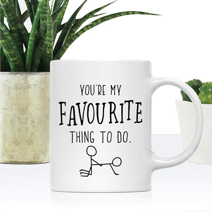 Andaz Press Valentine’s Day Funny 11oz. His Her Couples Coffee Mug Gift, You're My Favourite Thing To Do., 1-Pack, Gift Box