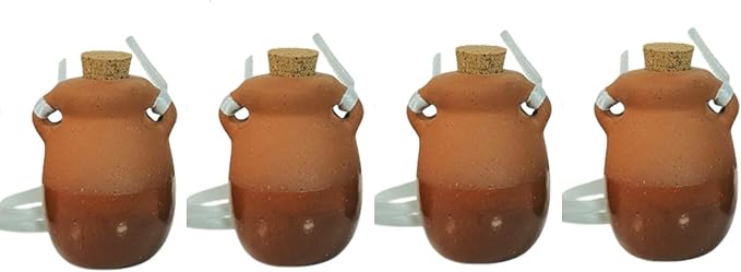Hosley Set of 4 Terracotta Diffuser Bottles, 2.17 Inch High, Brown, Ideal for Essential Oils, Aromatherapy, Spa, Meditation