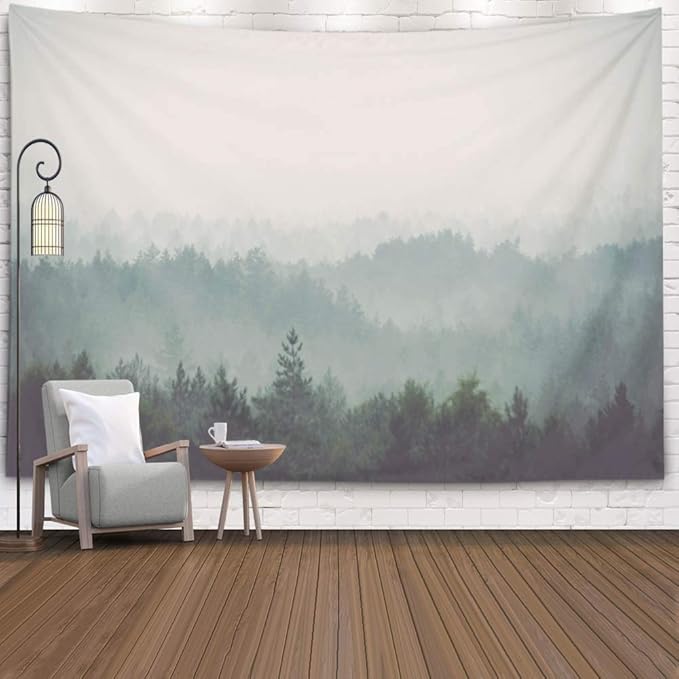 EMMTEEY Tapestry Wall Hanging, Tapestries Décor Living Room Bedroom for Home Inhouse by Printed 92.5X70.9 Inches for Panoramic View Misty Far Horizon Vintage Film Effect