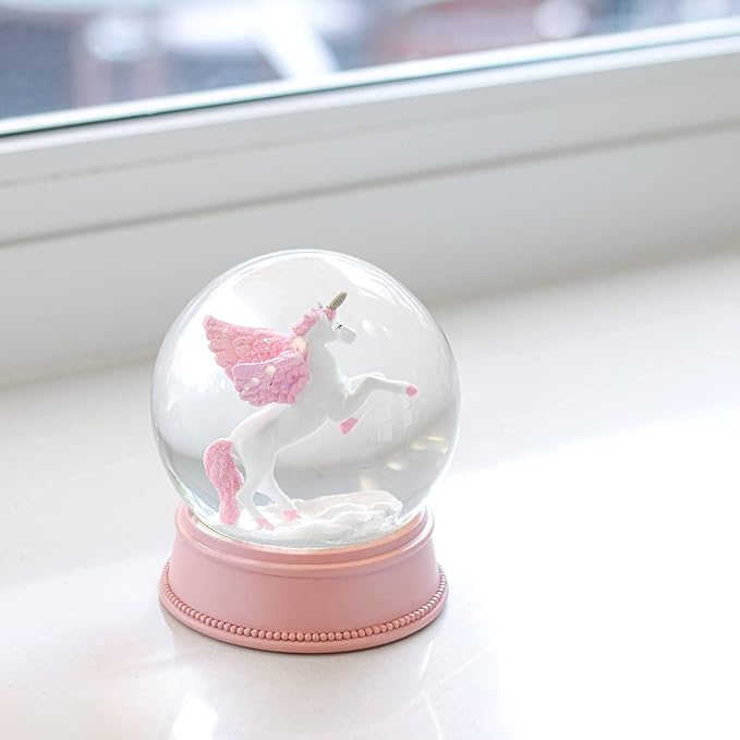Unicorn Snow Globes for Girls, 100MM Pink Glitter Glass Snowglobe, Christmas Birthday Gifts for Friends, Wife(Pink)