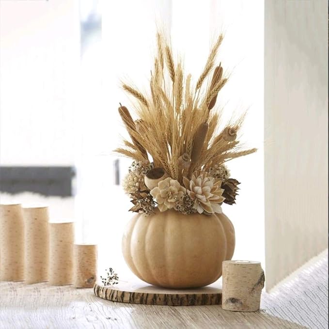 100 Pcs Dried Wheat Sheaves Bundle Golden Natural Wheat Bouquet Bunch Dried Flowers Arrangement for Fall Farmhouse DIY Design Home Table Wedding Party Centerpieces Decor (16")