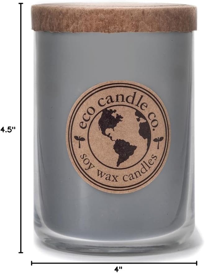 Eco Candle Co. Recycled Candle, Dirt, 26 oz. Double Wick - Scents of Fresh Garden Soil - 100% Soy Wax, No Lead, Kraft Paper Label & Lid, Hand Poured, Phthalate Free, Midwest Grown Soybeans