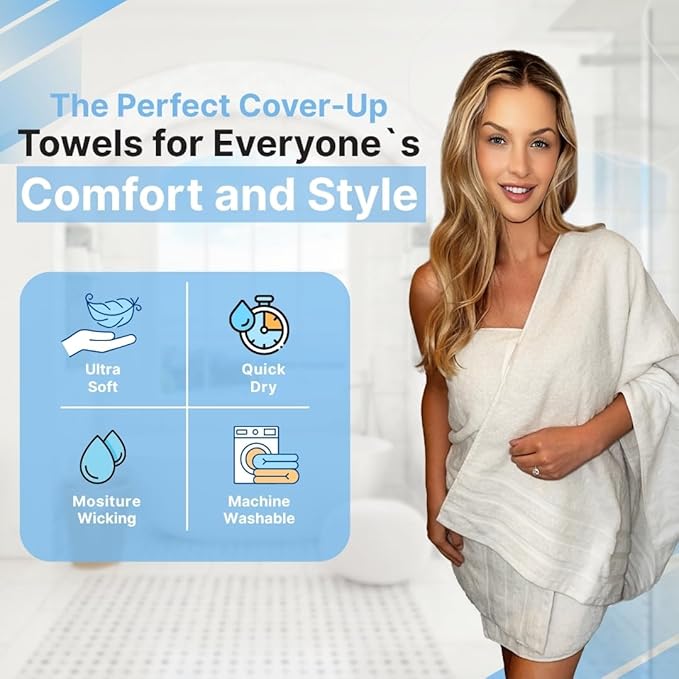 Infinitee Xclusives 100% Cotton Luxury Bath Towels Set of 2 (27x54 Inches), Soft, Absorbent, Quick Dry, Perfect Towels for Bathroom, Gym, Spa & Hotel |Brilliant White|