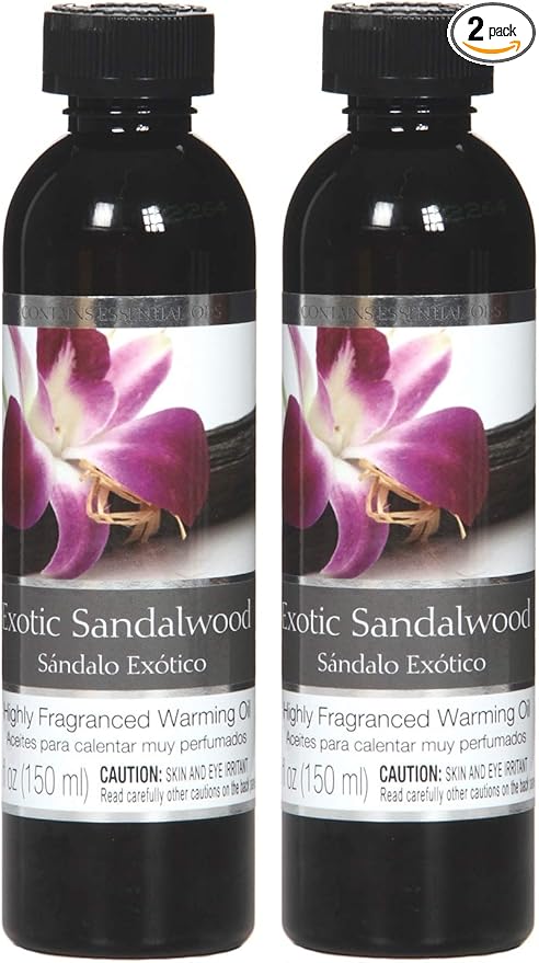 Hosley's Set of 2, 5 oz Exotic Sandalwood Fragrance Warming Oils. Ideal Gift for Weddings, spa, Reiki, Meditation, Bathroom Settings. P1